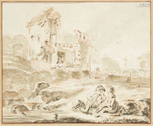 Simon Mathurin Lantara, Français 1729-1778- Paysage avec des...