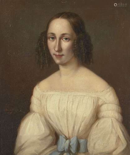 Jenny Lesbroussart, Belge, 19ème siècle- Portrait d'une jeun...