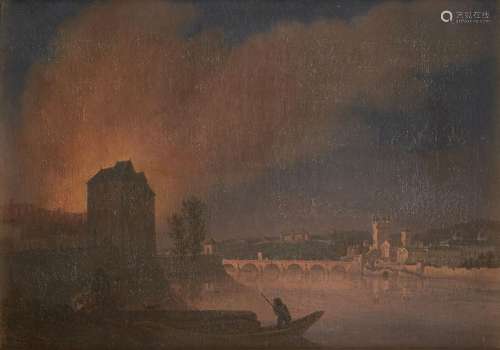 Attribué à Jean Henry d'Arles, Français 1734-1784- Incendie ...