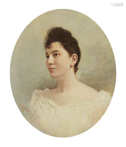 Joseph Gérard, Belge 1821-1895- Portrait d'une dame, en bust...