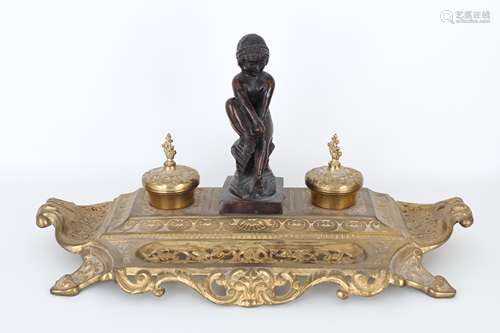 Bronze/Brass Figural Inkwell