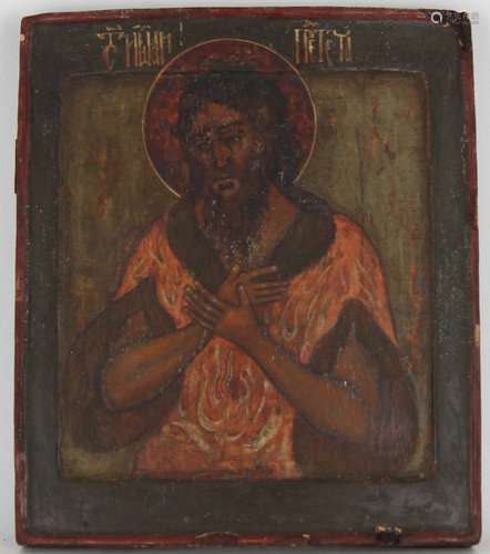 17th C. Antique Russian Icon, St. John the Baptist