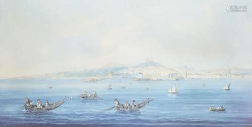 École napolitaine, Circa 1800- La Baie de Naples ; couleurs ...