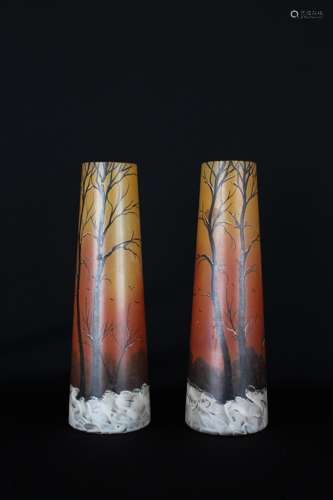 (2) Legras Art Glass Vases