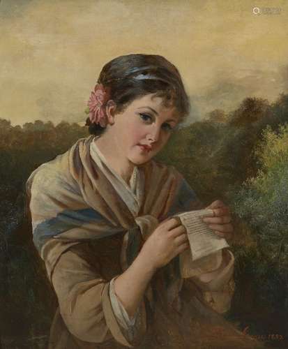 Kate Gray, Britannique, fl.1848-1892- La lettre ; huile sur ...