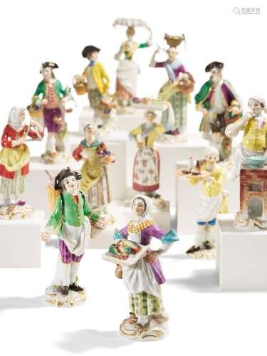 12 PORCELAIN FIGURINES FROM A SERIES 