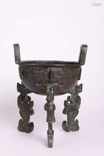 BIRD SHAPED TRIPOD DOUBLE-EARED CENSER