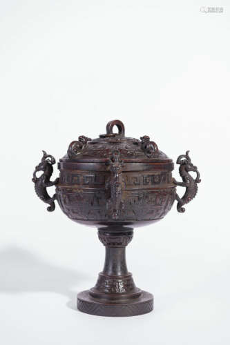 BRONZE BEAST-EARED STEM CENSER DOU