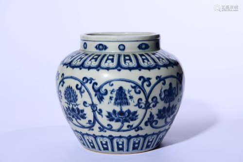 BLUE AND WHITE EIGHT IMMORTALS PATTERN JAR