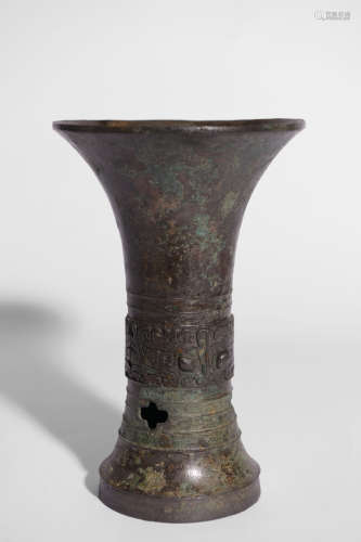 BRONZE BEAKER VASE