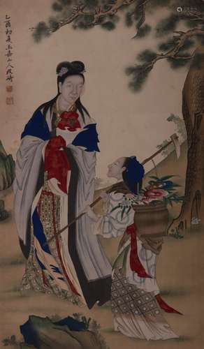 CHINESE MA GU PRESENTED LONGEVITY PAINTING GAI QI MARK