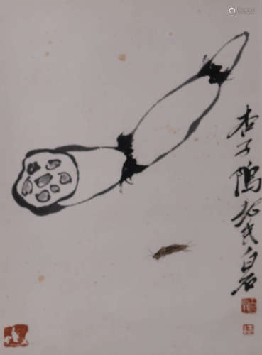 CHINESE SHRIMP&CRAB PAINTING QI BAISHI MARK