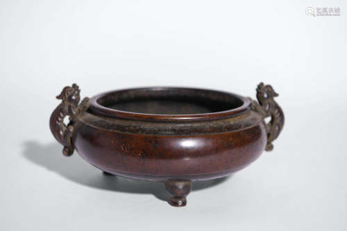 GILT-BRONZE BEAST-EARED CENSER