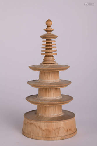 CARVED WOOD STUPA