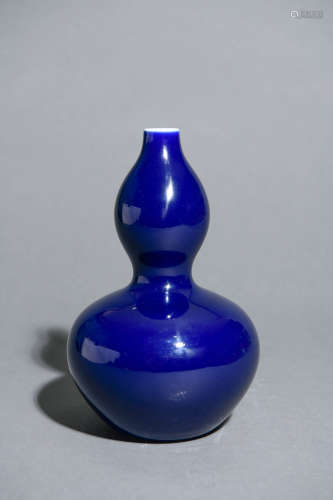 BLUE GLAZED DOUBLE-GOURD VASE