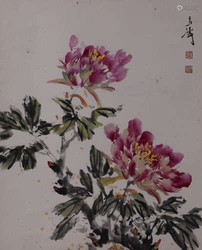 CHINESE FLOWER PAINTING WANG XUETAO MARK