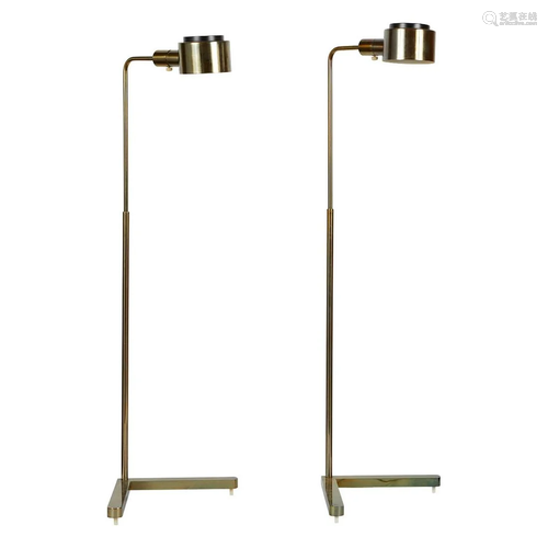 Casella Lighting Adjustable Brass Reading Floor Lamps