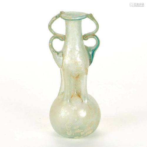 Roman Glass Vase w/ Double Loop Handles