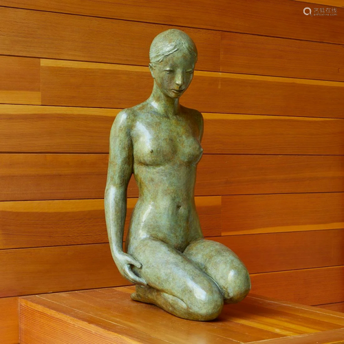 Life Size Coquillay Bronze Sculpture of a Kneeling