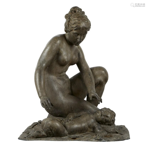 17th c. French School Lead Garden Sculpture Lady with