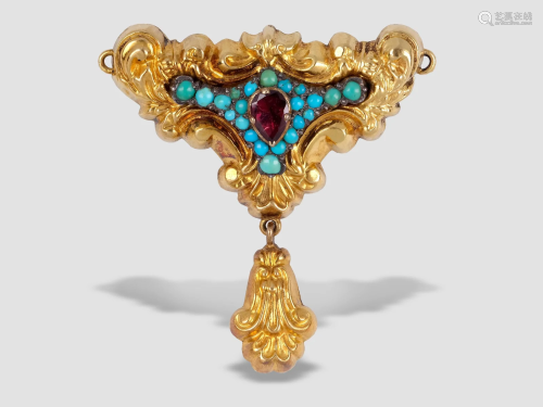 Biedermeier brooch, 14 carat gold