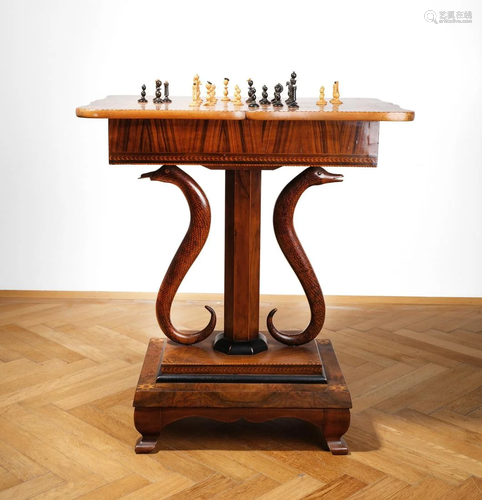 Chess table, Biedermeier, Around 1840