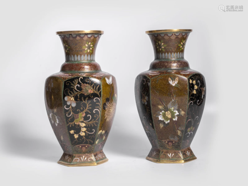 Pair of cloisonne vases, China, Quing dynasty