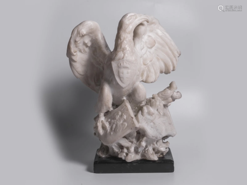 Heraldic bird, Around 1920, White marble