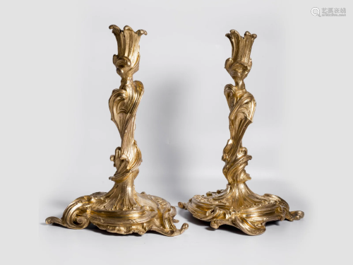 Pair of elegant candlesticks, Around 1860/70