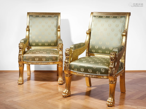 Pair of Empire armchairs, Mid 20th century