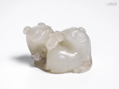 Jade panda bears, China, Quing dynasty