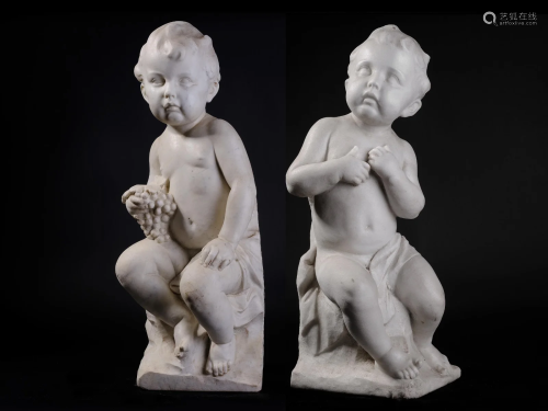 Pair of putti from a superb sculptor's workshop