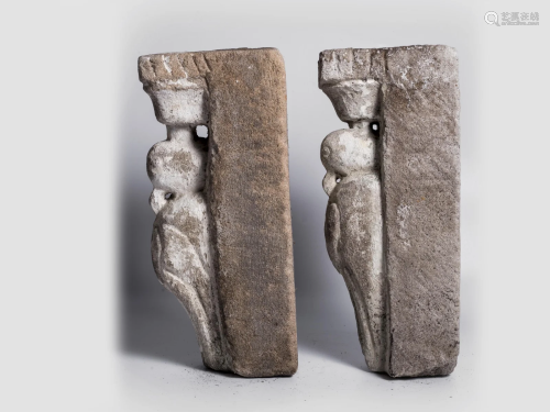 Pair of antique caryatids, 2nd - 4th century AD