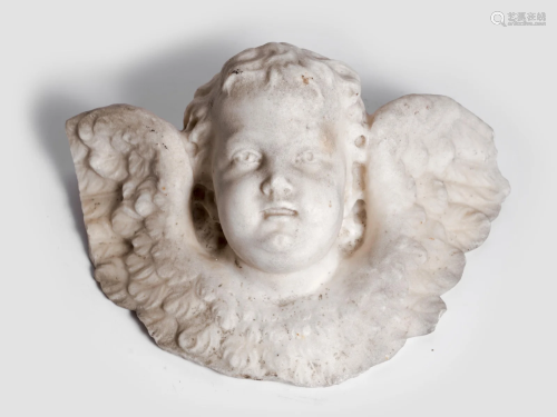 Winged angel head, Baroque, 18th century, Marble