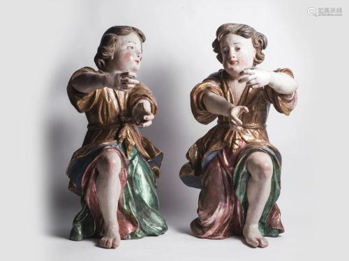 Pair of sconce angels, Baroque, 17th/18th century