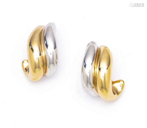 14KT YELLOW AND WHITE GOLD EARRINGS