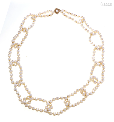 PEARL NECKLACE, DOUBLE STRAND L 16