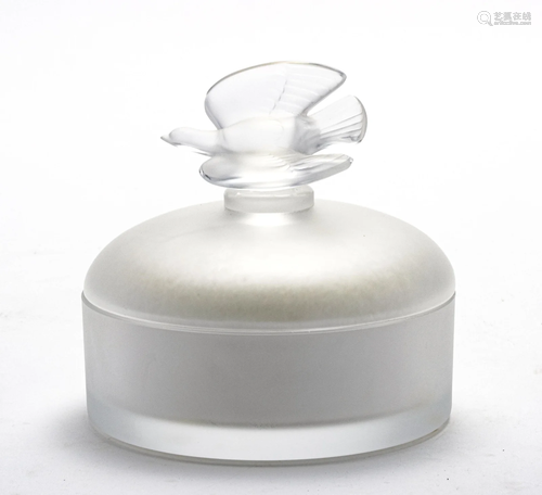 LALIQUE CRYSTAL DOVE POWDER BOX H 5