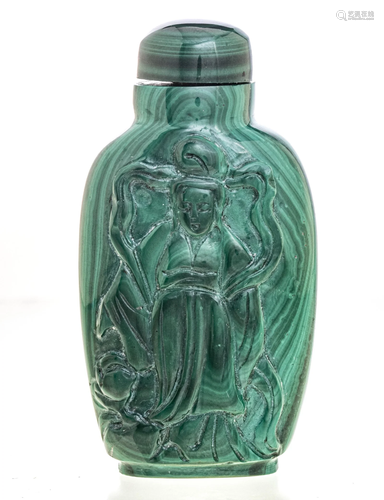 CHINESE MALACHITE SNUFF BOTTLE H 2.5