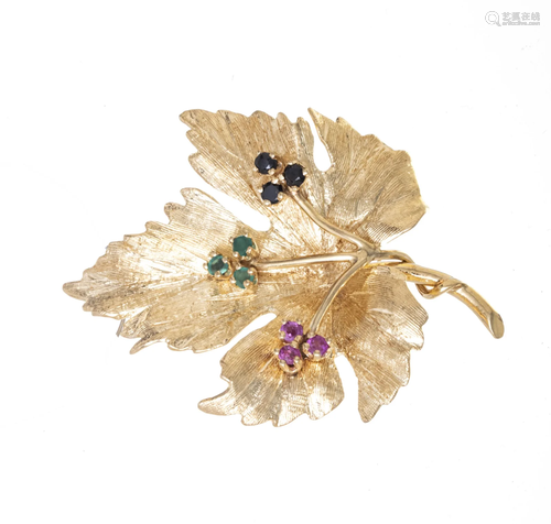 14KT YELLOW GOLD LEAF BROOCH