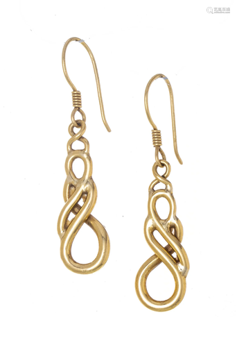 18KT DROP EARRINGS PAIR, .16 TR OZ.