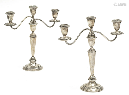 ALVIN STERLING CANDELABRAS PAIR H 13