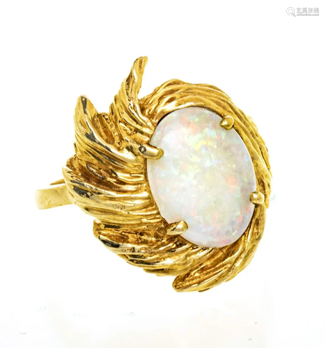 14KT OPAL RING, SIZE 5 1/4