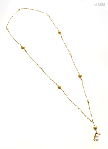 14KT GOLD & PEARL CHAIN NECKLACE L 24