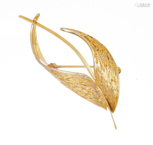 14KT YELLOW GOLD LEAF BROOCH