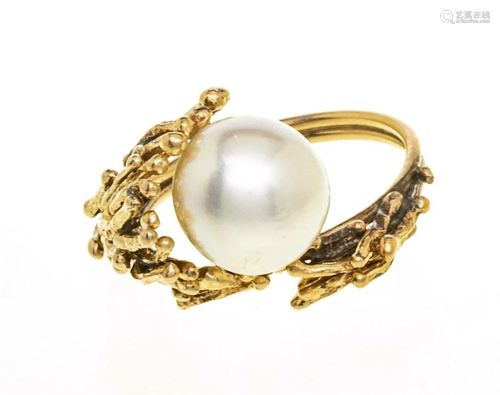 14KT GOLD WITH 10MM PEARL RING, SIZE 7