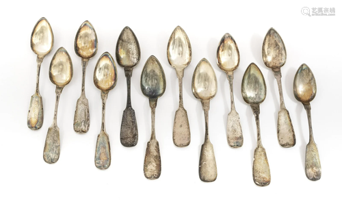 AMERICAN COIN SILVER TEASPOONS, SET OF 12