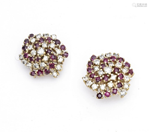 RUBY & DIAMOND CLUSTER EARRINGS,