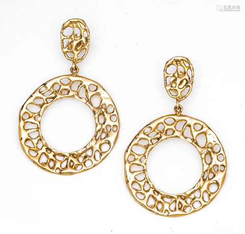 GOLD HOOP EARRINGS, .35 TR OZ