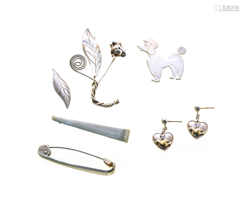 STERLING BROOCHES, FOUR + GORHAM EARRINGS